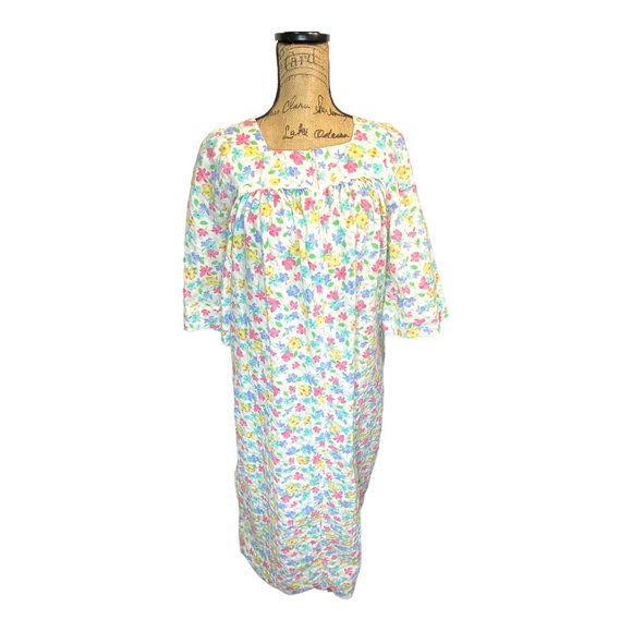 Vintage Miss Elaine Classics Floral Robe House Dress M Full Zip Lace Modest - Picture 13 of 15